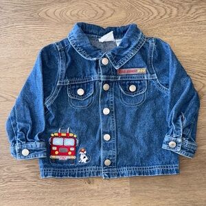 Vintage Circo 18 Months Baby Denim Jacket with Fire Truck Patch